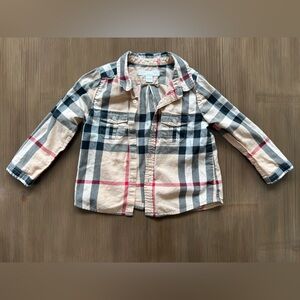 Burberry Kids Plaid Button Down Shirt - Beige, Black, Red